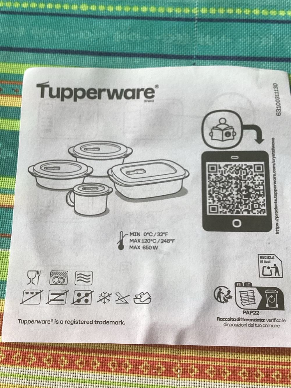 Tupperware Crystal Wave PLUS - set of 3 microwave bowls in blue - Picture 6 of 8